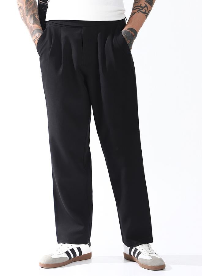 Hubberholme Men Relaxed Fit Wrinkle Free Wash Pleated Korean Pants - Image 2