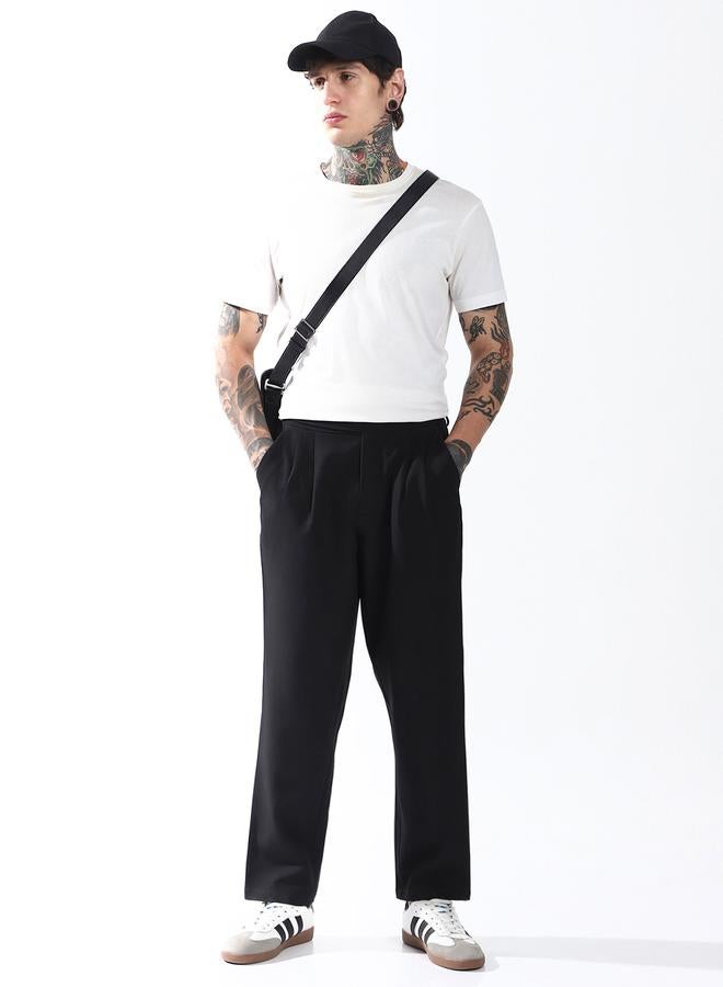 Hubberholme Men Relaxed Fit Wrinkle Free Wash Pleated Korean Pants - Image 1