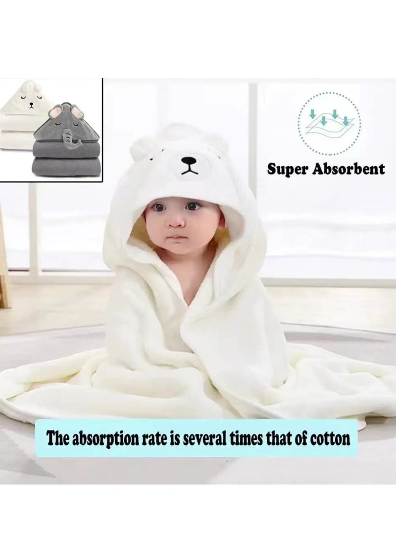 SOLARAE 2 Pack Bamboo Hooded Baby Towel Organic Bamboo Bath Towel for Toddler Soft and Super Absorbent Washcloth Machine Washable Towel Keeps Your Baby Warm Cosy - Image 2