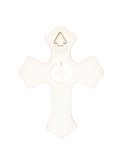 DEMDACO DEMDACO Bless This Child Soft Pink 7 x 5 Porcelain Ceramic Hanging Wall Cross  - Image 3