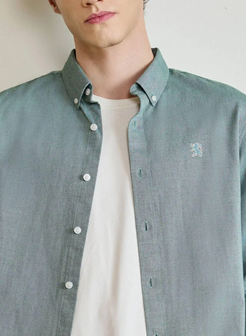 جيوردانو Men's Cotton Oxford Full Opening Long Sleeve Slim Fit  Shirt