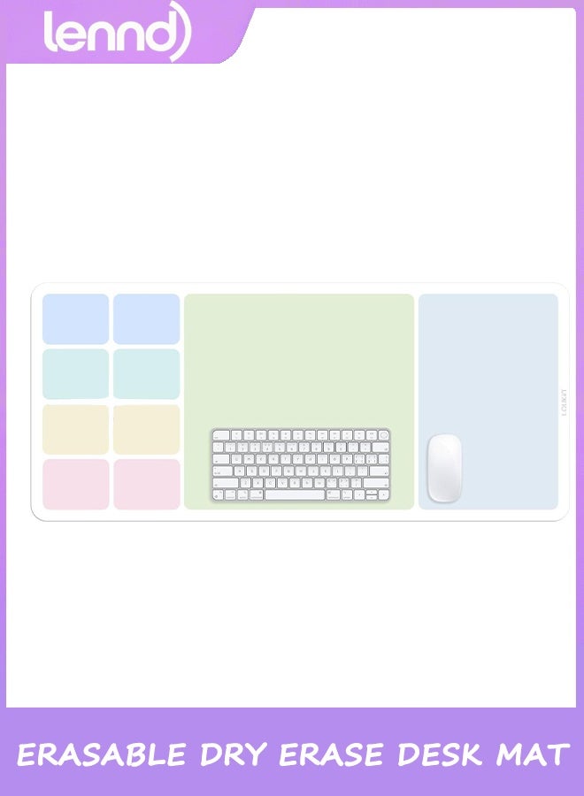 لينند سجادة مكتب قابلة للمسح الجاف من LENND، لوحة ماوس، لوحة بيضاء للكتابة، واقي سطح مكتب غير قابل للانزلاق للمكتب والمنزل والمدرسة (تتضمن 2 علامات مسح مبللة وقطعة قماش تنظيف) 80 × 35 سم. - Image 5