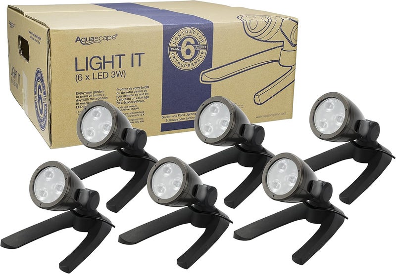 Aquascape 3 Watt LED Pond and Garden Spotlight Pack Set of 6 Waterproof  84047 - Image 1
