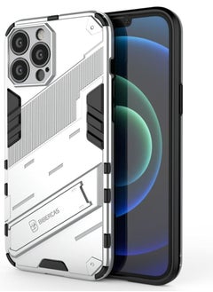 Generic Punk Armor 2 in 1 PC + TPU Phone Case with Invisible Holder For iPhone 13 Pro Max(White)  - Image 1