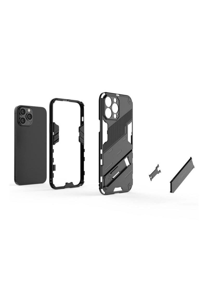 Generic - Punk Armor 2 in 1 PC + TPU Phone Case with Invisible Holder For iPhone 13 Pro Max(White) - Image 1
