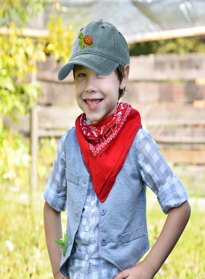 Negi Turtle Kid Hats Adjustable Baseball Cap for Boys Girls Age 4-12 Years Cute Cartoon Turtle Cotton Toddler Boy Hat Gray Distressed Washed Girls Trucker Hat Toddler Boys Beach Cap - Image 3