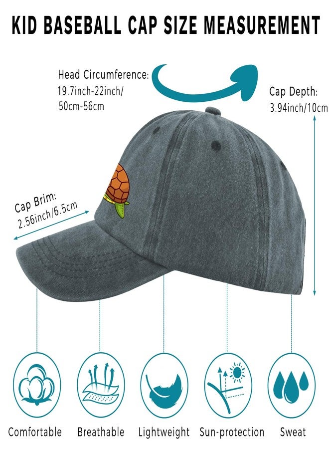Negi Turtle Kid Hats Adjustable Baseball Cap for Boys Girls Age 4-12 Years Cute Cartoon Turtle Cotton Toddler Boy Hat Gray Distressed Washed Girls Trucker Hat Toddler Boys Beach Cap - Image 5