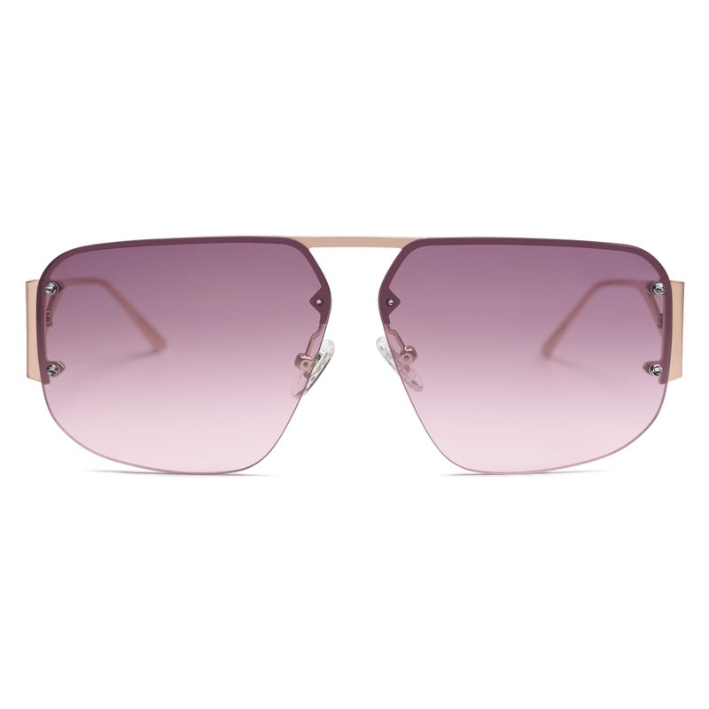SOJOS Trendy Aviator Sunglasses Mens Womens Retro Metal Rimless Frame Shades Lentes De Sol Para Mujer SJ1192 Purple - Image 1