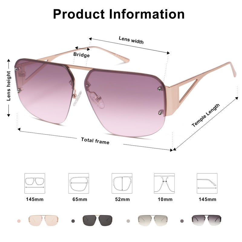 SOJOS Trendy Aviator Sunglasses Mens Womens Retro Metal Rimless Frame Shades Lentes De Sol Para Mujer SJ1192 Purple - Image 5