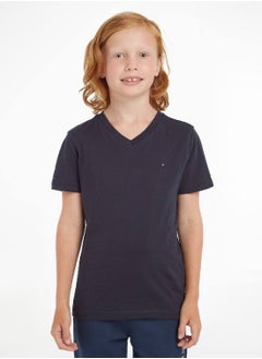 TOMMY HILFIGER Boys' Organic Cotton V-Neck T-Shirt, Navy  - Image 1