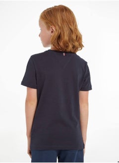 TOMMY HILFIGER Boys' Organic Cotton V-Neck T-Shirt, Navy  - Image 3