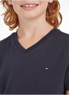 TOMMY HILFIGER Boys' Organic Cotton V-Neck T-Shirt, Navy  - Image 5