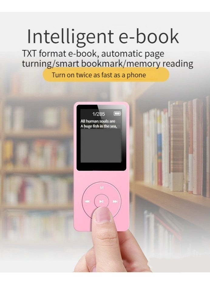 M MIAOYAN Mini Walkman MP3 MP4 Student Sports Music Player with Screen and Card Insertion (Pink)  - Image 1