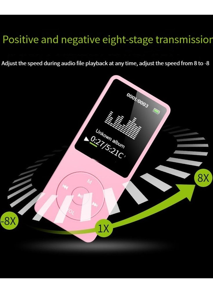 M MIAOYAN Mini Walkman MP3 MP4 Student Sports Music Player with Screen and Card Insertion (Pink)  - Image 2