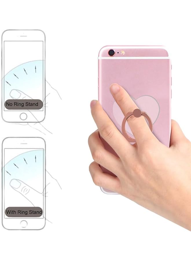 Green Tiger 6 Pcs Transparent Mobile Phone Ring Holder, Round and Heart-shaped 360 Degree Rotating Universal Ring Buckle Grip Stand for Smartphones, Tablets - Image 3