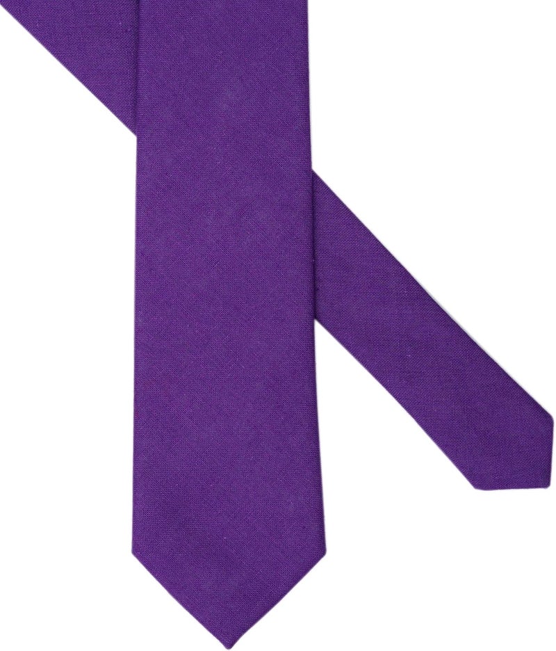 BELLUNO Men's Skinny Ties, Cotton Linen Blend 2.5 inch Solid Neckties - Image 3