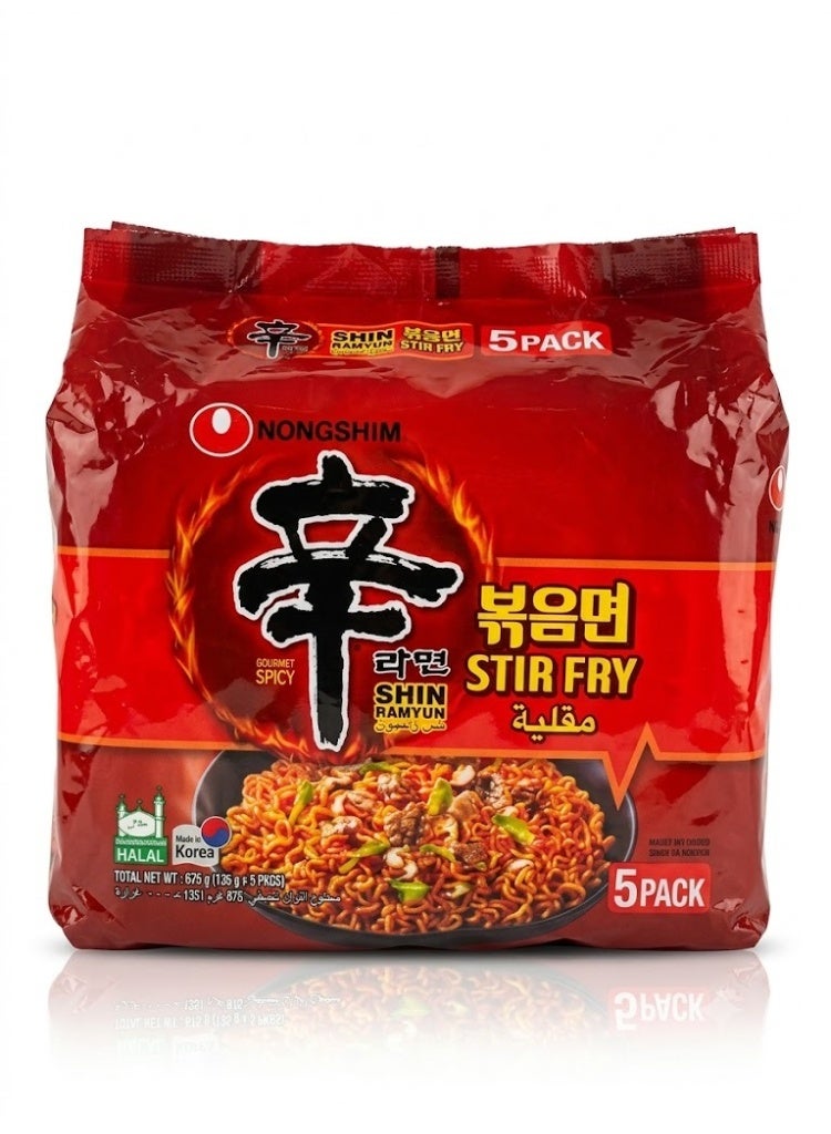 Nongshim Shin Ramyun Stir Fry Gourmet Spicy Noodles 5 x 131 g