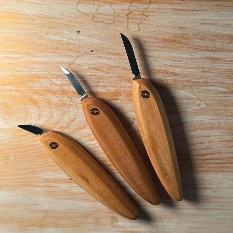 FLEXCUT Pro Series Wood Carving Tools, 3-Pack Kit with 1" Chip, 1-3/8" Detail, 1-5/8" Carving, Ergonomic Knife Handles (FP200) - Image 2