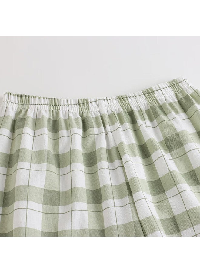 Threegun Kids' Soft Cotton Round Neck Long Sleeve Long Pants Home Wear Set Green 120 - Image 5