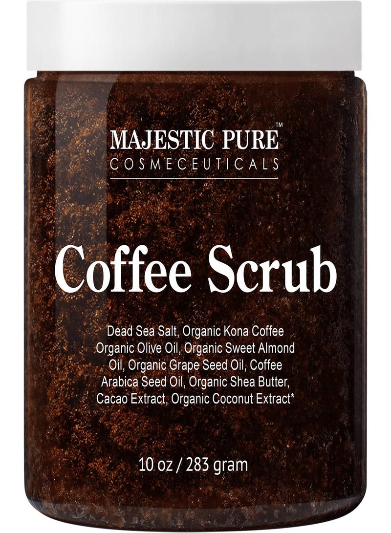 Majestic Pure Arabica Coffee Scrub - All Natural Body Scrub for Skin Care, Stretch Marks, Acne & Cellulite, Reduce the Look of Spider Veins, Eczema, Age Spots & Varicose Veins - 10 Ounces - Image 1