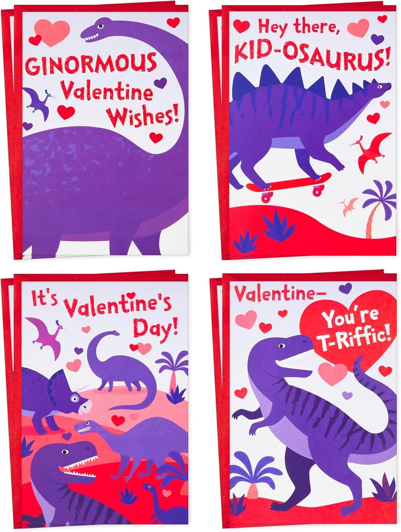 Hallmark Valentine's Day Cards Assortment for Kids - 8 Dinosaur Cards with Envelopes - Image 1