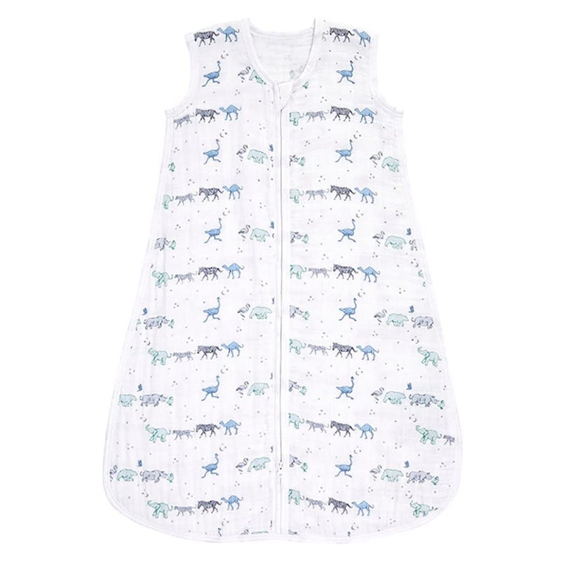 Tealbee aden + anais Animal Sleeping Bag - Pack of 1 | 100% Wearable Cotton Muslin Sleep Sack | Soft & Lightweight Unisex Swaddle Blanket for Girls & Boys | 6-18 Months | Newborn & Infant Essentials - Image 1