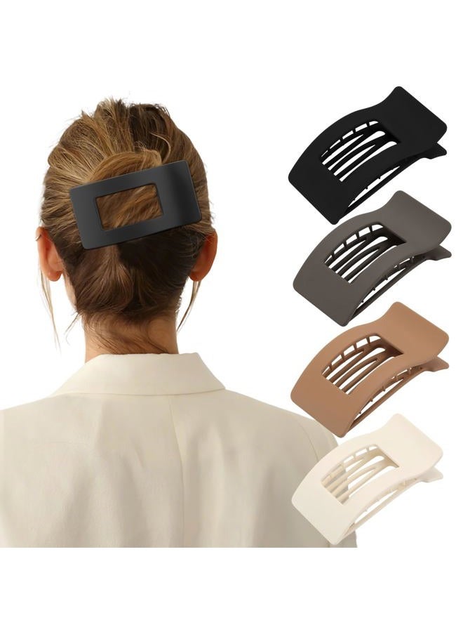 HJYOK 4 PCS Flat Hair Clips for Women, Lay Down Claw Clip Strong Hold Square Hair Accessories for Thick & Thin Hair, French Non-slip Hair Clips, Neutral Matte - Image 1