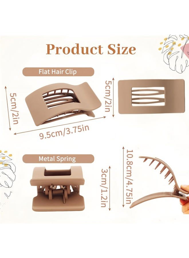 HJYOK 4 PCS Flat Hair Clips for Women, Lay Down Claw Clip Strong Hold Square Hair Accessories for Thick & Thin Hair, French Non-slip Hair Clips, Neutral Matte - Image 3