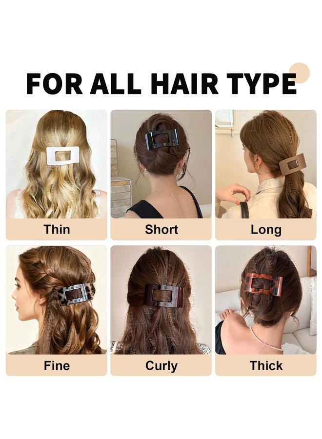 HJYOK 4 PCS Flat Hair Clips for Women, Lay Down Claw Clip Strong Hold Square Hair Accessories for Thick & Thin Hair, French Non-slip Hair Clips, Neutral Matte - Image 4
