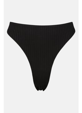 Cotton On Body Women Ribbed Pull On Bikini Bottom, Black  - Image 1