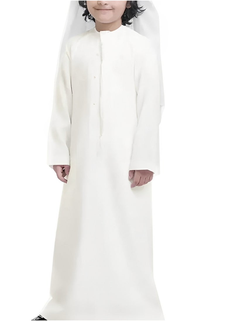 U.S. ELK Boy’s Emirati Kandura | Stitched Traditional Kids Arabic Thobe, Dishdasha, Kaftan for Boys | Long Sleeve Islamic Arab Dress with Side Pocket  - Image 1
