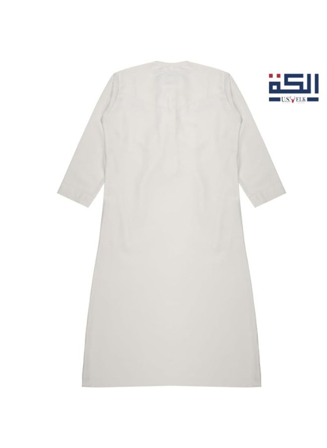 U.S. ELK Boy’s Emirati Kandura | Stitched Traditional Kids Arabic Thobe, Dishdasha, Kaftan for Boys | Long Sleeve Islamic Arab Dress with Side Pocket  - Image 3