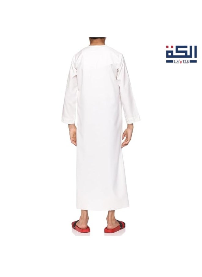 U.S. ELK Boy’s Emirati Kandura | Stitched Traditional Kids Arabic Thobe, Dishdasha, Kaftan for Boys | Long Sleeve Islamic Arab Dress with Side Pocket  - Image 4