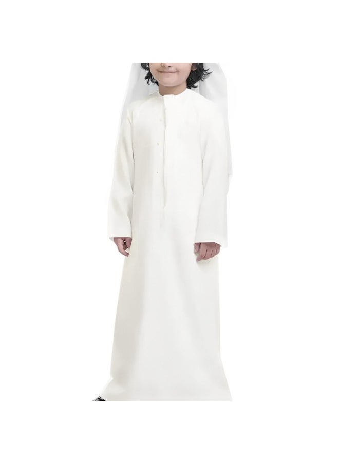 Boy’s Emirati Kandura | Stitched Traditional Kids Arabic Thobe, Dishdasha, Kaftan for Boys | Long Sleeve Islamic Arab Dress with Side Pocket