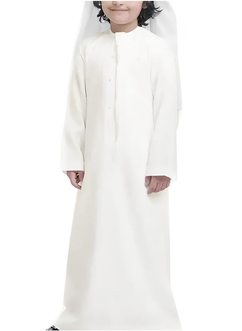 U.S. ELK Boy’s Emirati Kandura | Stitched Traditional Kids Arabic Thobe, Dishdasha, Kaftan for Boys | Long Sleeve Islamic Arab Dress with Side Pocket  - Image 1