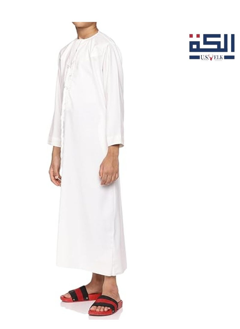 U.S. ELK Boy’s Emirati Kandura | Stitched Traditional Kids Arabic Thobe, Dishdasha, Kaftan for Boys | Long Sleeve Islamic Arab Dress with Side Pocket  - Image 5