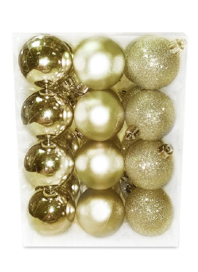 CHRISTMAS MAGIC Christmas Balls Shiny Matt Glitter Gold 5cm 24Ct 