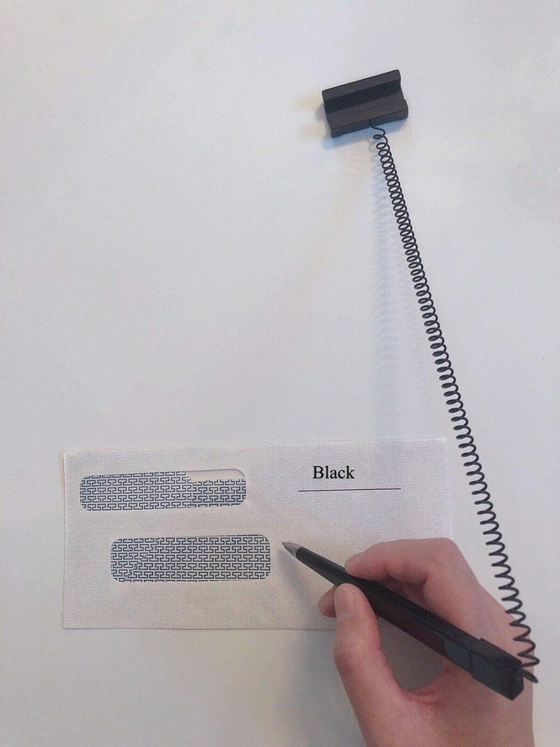 Nobo 1 Counter Coil Corded Wedgy Pen with Adhesive Backing, Great for Clipboards, Medium 1.0mm Tip Black Ink - Image 4