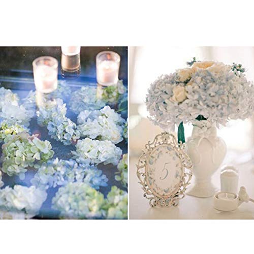 Louiesya Artificial Flowers Silk Hydrangea Flowers with 5 Big Heads Fake Flower Bunch Bouquet for Home Wedding Party Decor DIY (Sky Blue) - Image 5