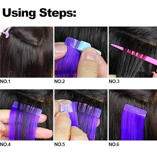 Beuni Hair Extension Tape Tabs Double Sided Replacement Adhesive Strong Long Lasting Hold Skin Safe Invisible Bond Size 4 Cm X 0.8 Cm Blue Pack Of 96 Tabs - Image 4