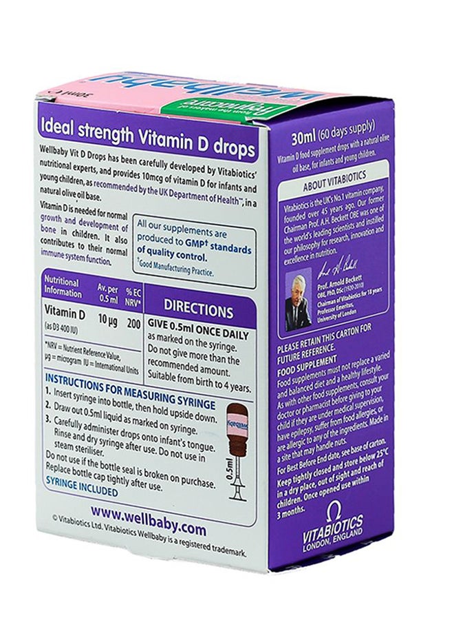 Vitabiotics Wellbaby Vitamin D3 Drops 30 Ml - Image 4