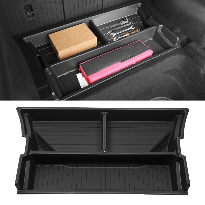 Abystar Hidden Trunk Organizer Tray for Tesla Model Y 2019-2026, Custom-Fit Rear Underfloor Storage Box, Durable ABS Compartment for Tools, Emergency Gear & Cleaning Supplies, Quick Access - Image 1