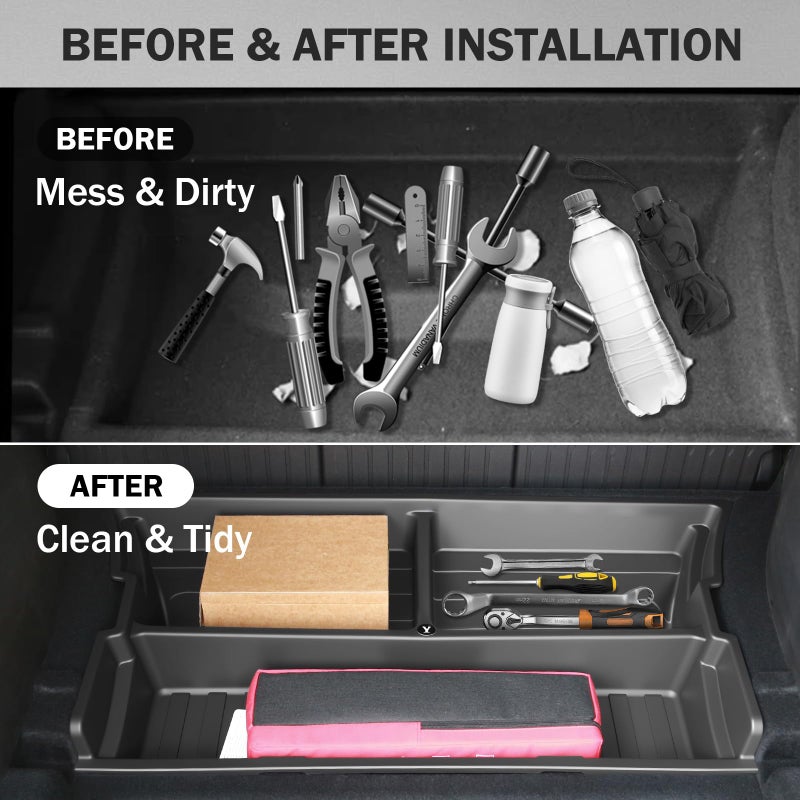 Abystar Hidden Trunk Organizer Tray for Tesla Model Y 2019-2026, Custom-Fit Rear Underfloor Storage Box, Durable ABS Compartment for Tools, Emergency Gear & Cleaning Supplies, Quick Access - Image 2