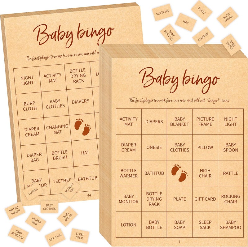 Gethelud Baby Shower Bingo Game, 50 Bingo Cards Perforated Calling Cards Bingo Games for Baby Shower, Bridal Wedding Shower - Image 1