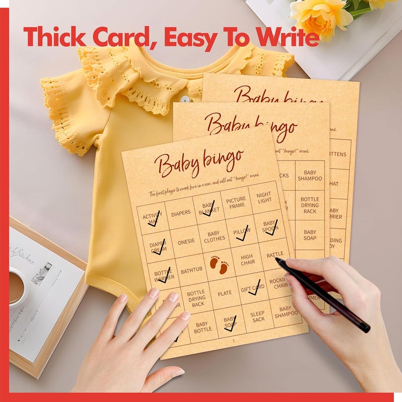 Gethelud Baby Shower Bingo Game, 50 Bingo Cards Perforated Calling Cards Bingo Games for Baby Shower, Bridal Wedding Shower - Image 5