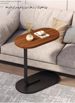 Browning Sofa Table Living Room Home Tea Table Storage Rack Bedside Balcony Coffee Table Side Table Corner Table - Black Frame + Walnut Color Palette  - Image 1