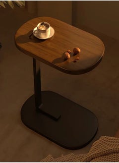 Browning Sofa Table Living Room Home Tea Table Storage Rack Bedside Balcony Coffee Table Side Table Corner Table - Black Frame + Walnut Color Palette  - Image 3