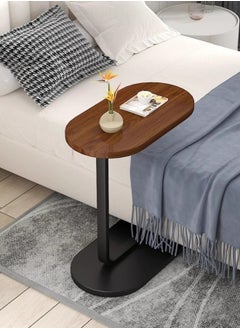 Browning Sofa Table Living Room Home Tea Table Storage Rack Bedside Balcony Coffee Table Side Table Corner Table - Black Frame + Walnut Color Palette  - Image 4