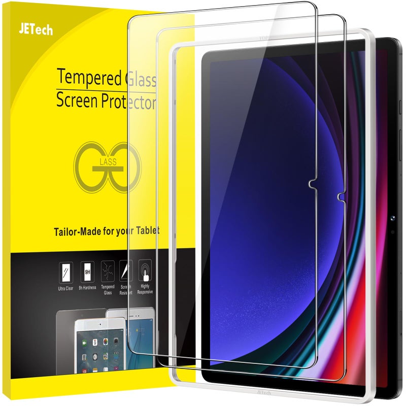 JETech Screen Protector for Samsung Galaxy Tab S9 11-Inch and Galaxy Tab S9 FE 10.9-Inch, with Easy Installation Frame, Tempered Glass Film, HD Clear, 2-Pack - Image 1