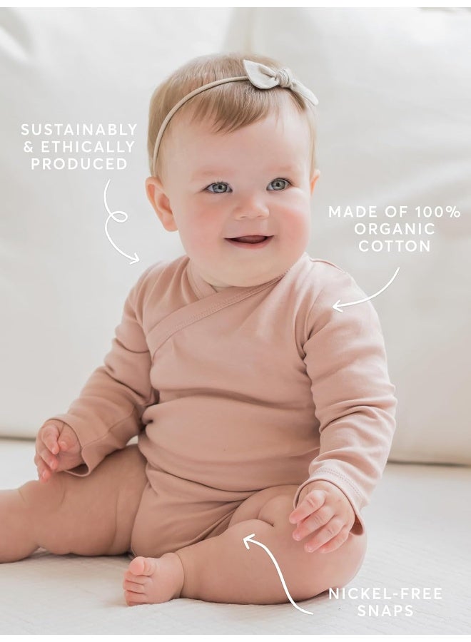 Colored Organics Colored Organics Baby Organic Cotton Kimono Bodysuit - Long Sleeve Infant Side Snap One Piece  - Image 2